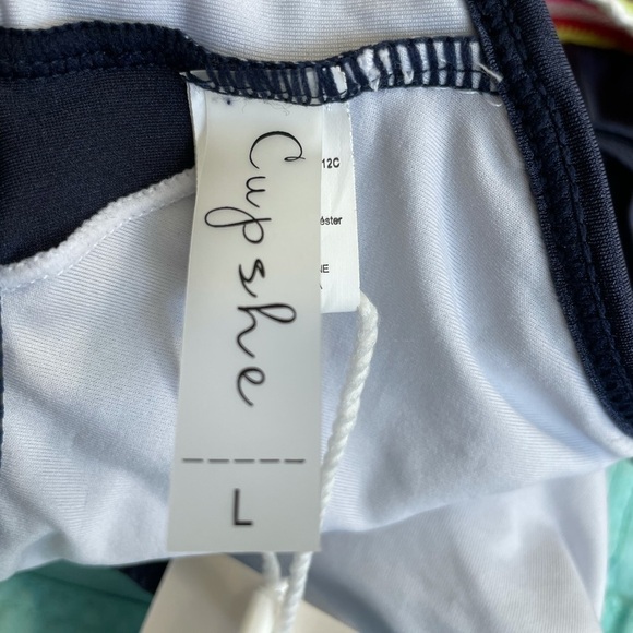 CUPSHE Navy Keyhole Crochet Trim Halter Bi… - Picture 7 of 12